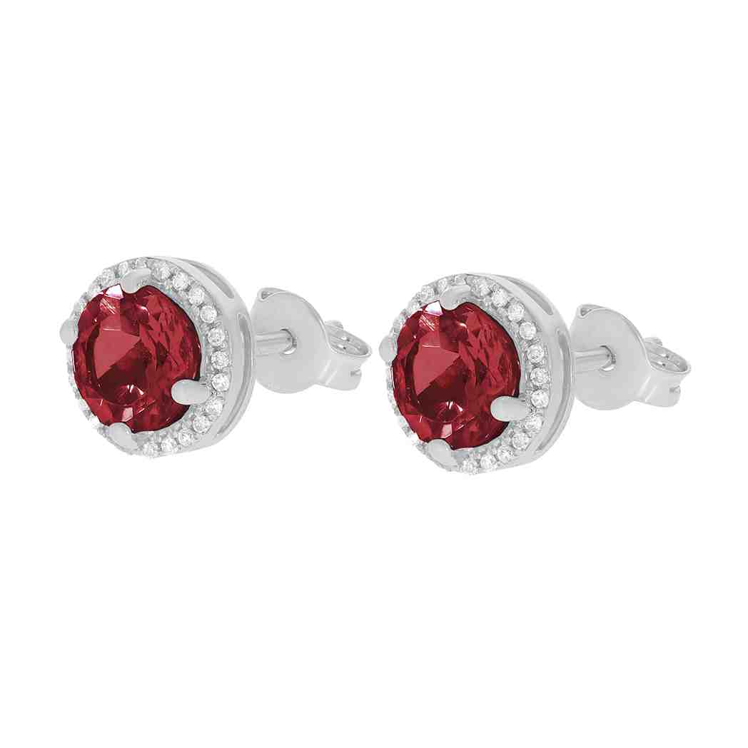 Garnet and Diamond Halo Stud Earrings PD31343AER GARNET